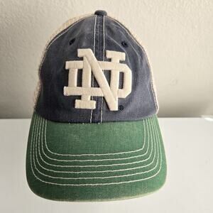 Notre Dame Fighting Irish Top of the World Offroad Trucker Hat Snapback Blue Tan
